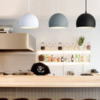 Contemporary Round Iron Pendant Light - Single Light, Solid Color