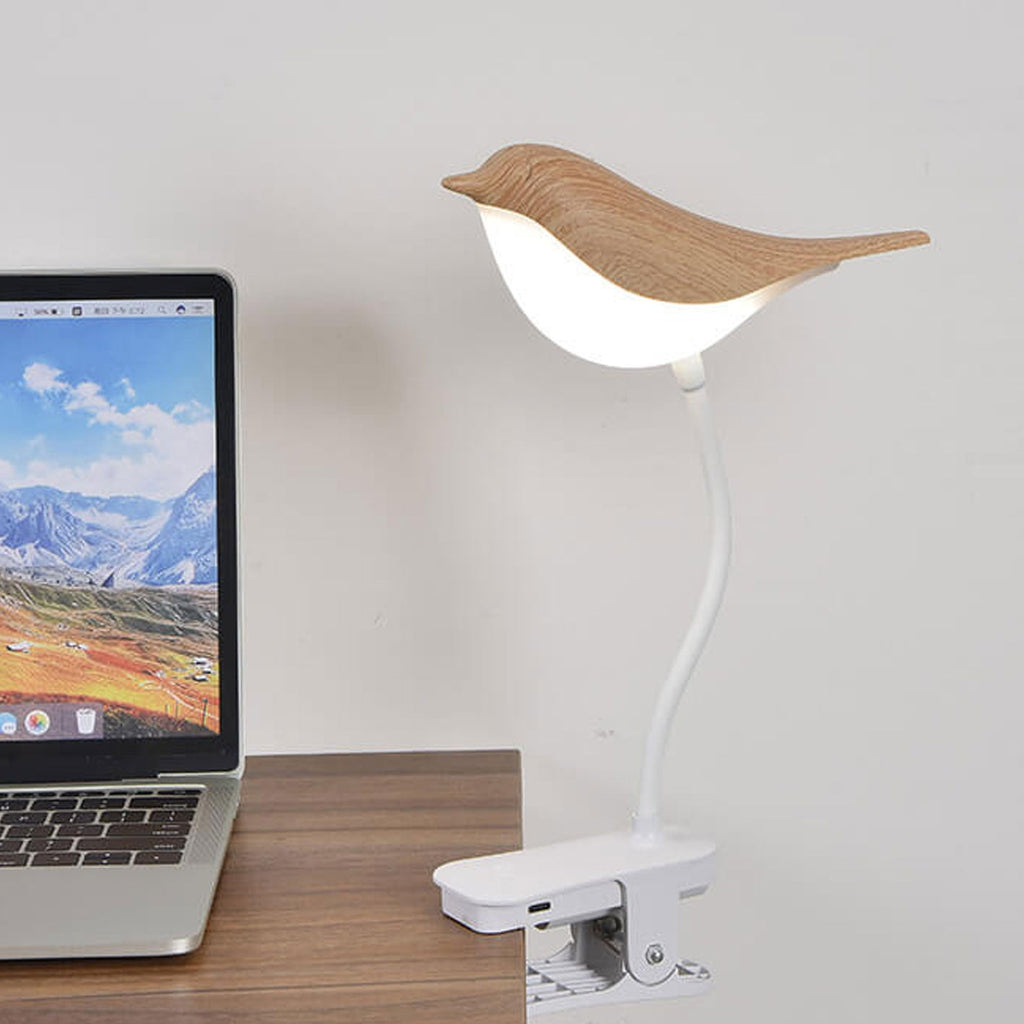 Nordic Bird Clip LED Night Light - USB Rechargeable Table Lamp