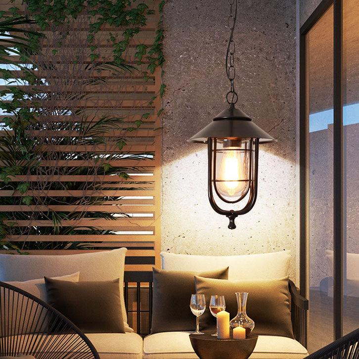 Vintage Aluminum and Glass Outdoor Pendant Light