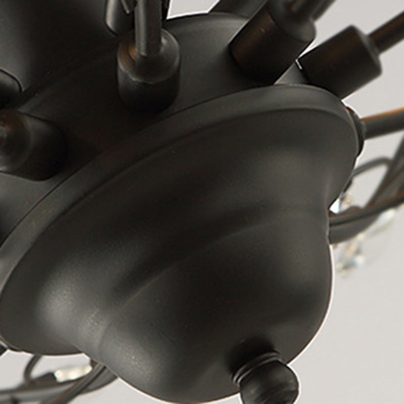 European Style Iron and Crystal Semi-Flush Mount Ceiling Light - 4/5/6 Lights for Living Room