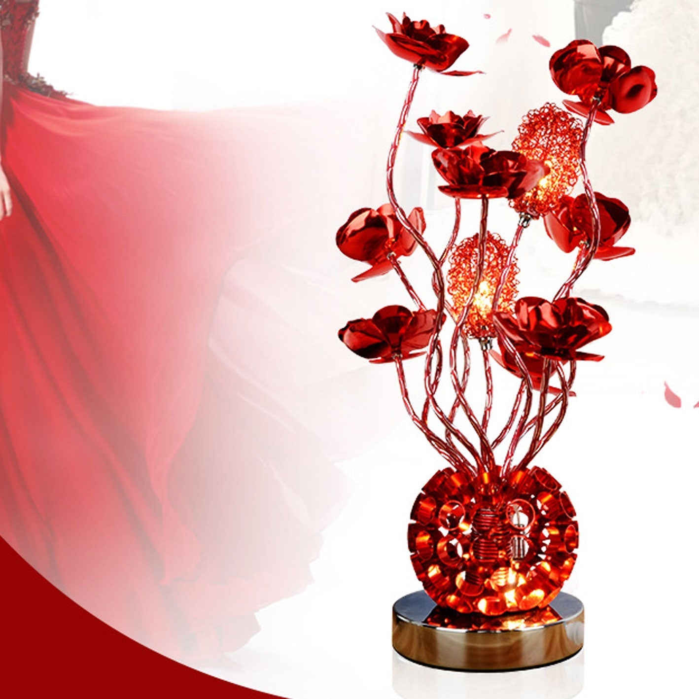 Premium European Rose Aluminum LED Table Lamp