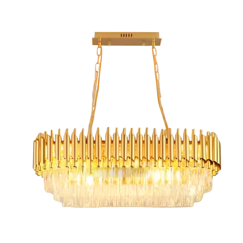 Luxury Round Oval Crystal Chandelier with Three-Step Dimming