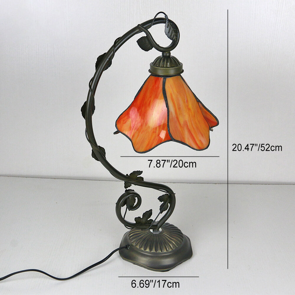 Premium Tiffany-Inspired Flower Petal Resin Stained Glass Table Lamp