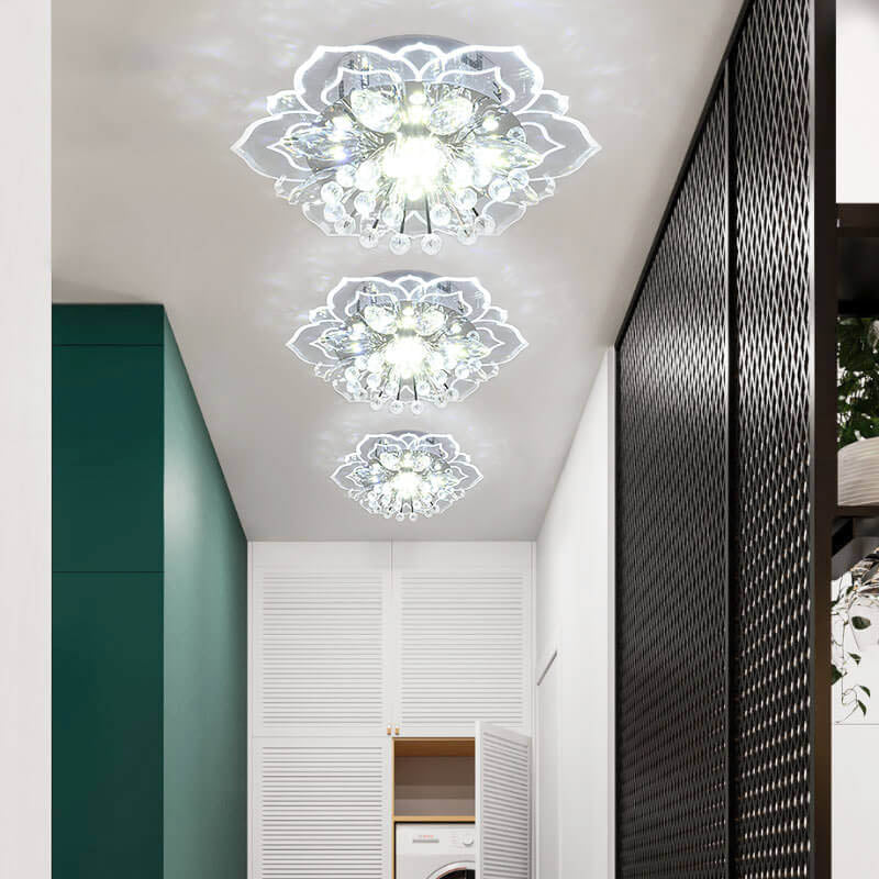 Elegant Crystal Flower LED Flush Mount Ceiling Light