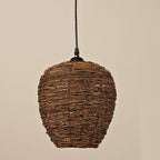 Vintage Rattan Dome Pendant Light - 1-Light Fixture