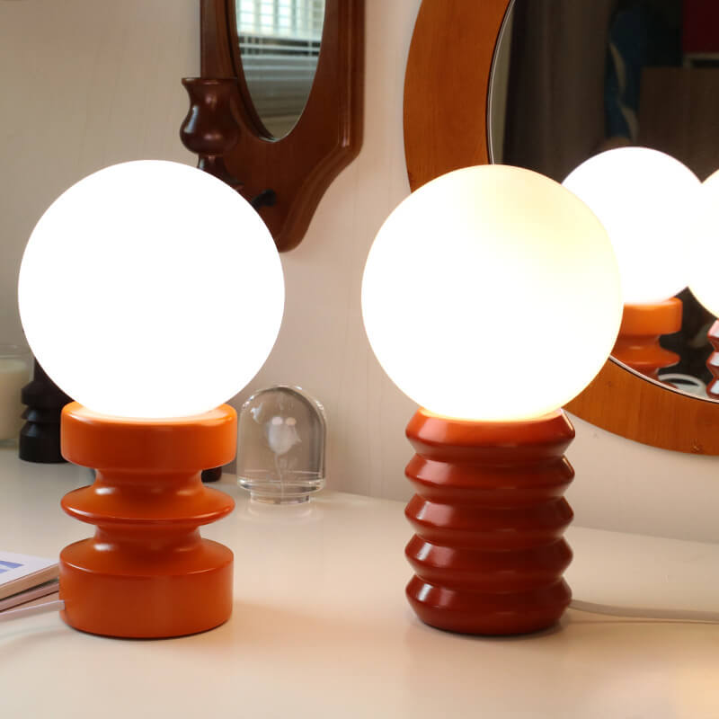 Premium Vintage Orange Glass Table Lamp - 1 Light