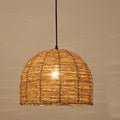 Vintage Rattan Dome Pendant Light - 1-Light Fixture