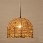 Vintage Rattan Dome Pendant Light - 1-Light Fixture