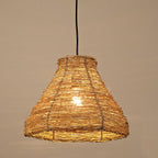 Vintage Rattan Dome Pendant Light - 1-Light Fixture