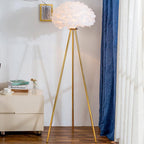 Contemporary Globe Floor Lamp with Feather Design