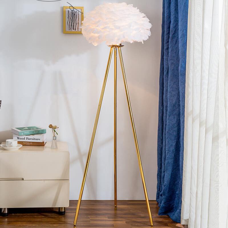 Contemporary Globe Floor Lamp with Feather Design