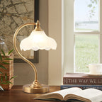 Elegant Vintage Brass Table Lamp with Glass Petal Shade - 1 Light