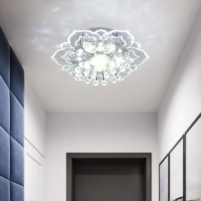 Elegant Crystal Flower LED Flush Mount Ceiling Light