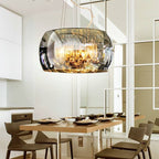 Elegant 6-Light Crystal Chandelier with Modern Glass Shade