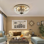 Vintage Crystal Flush Mount Ceiling Light - 4/6 Lights