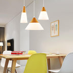 Nordic Wood Grain Cone Pendant Light - 1-Light Glass Fixture