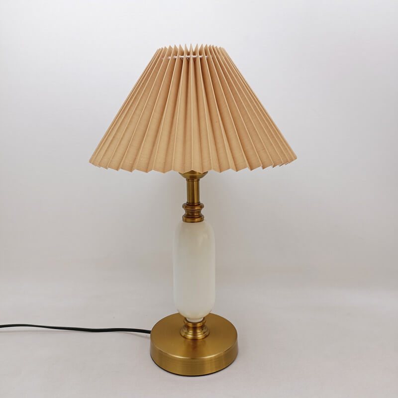 Vintage Pleated Shade Column Table Lamp - 1 Light