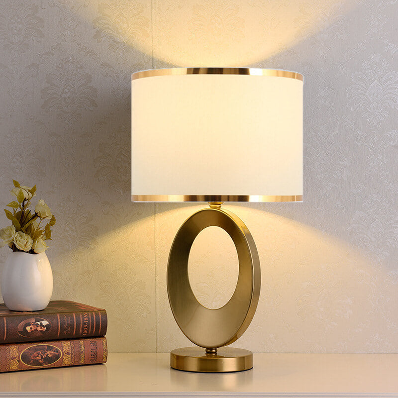 Elegant Fabric Table Lamp with 1-Light Ring Base