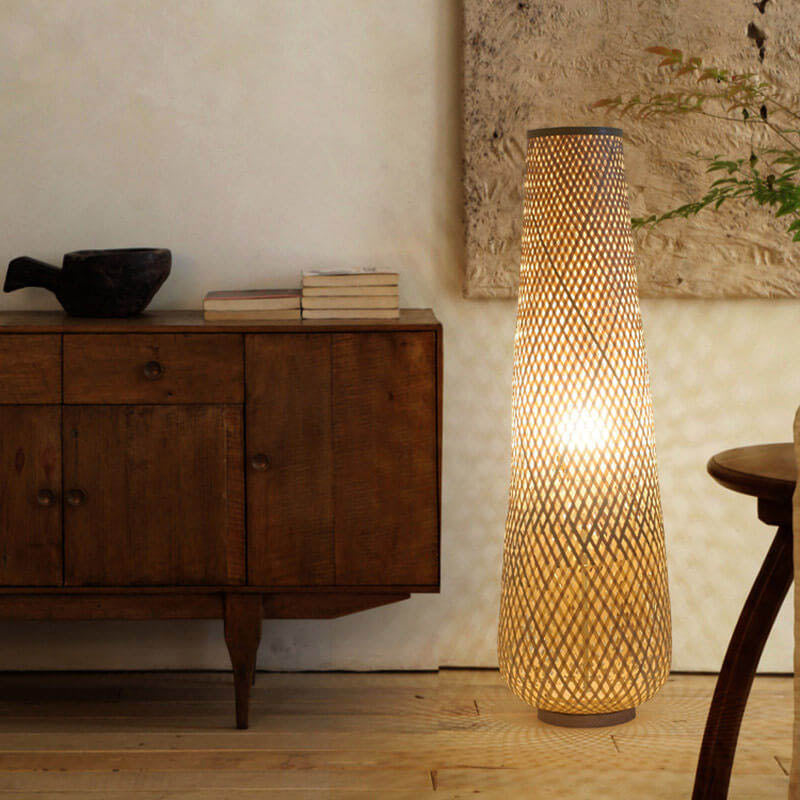 Premium Bamboo Weaving LED Floor Lamp - 1-Light Design