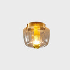 Copper & Glass Sun Flush Mount Light