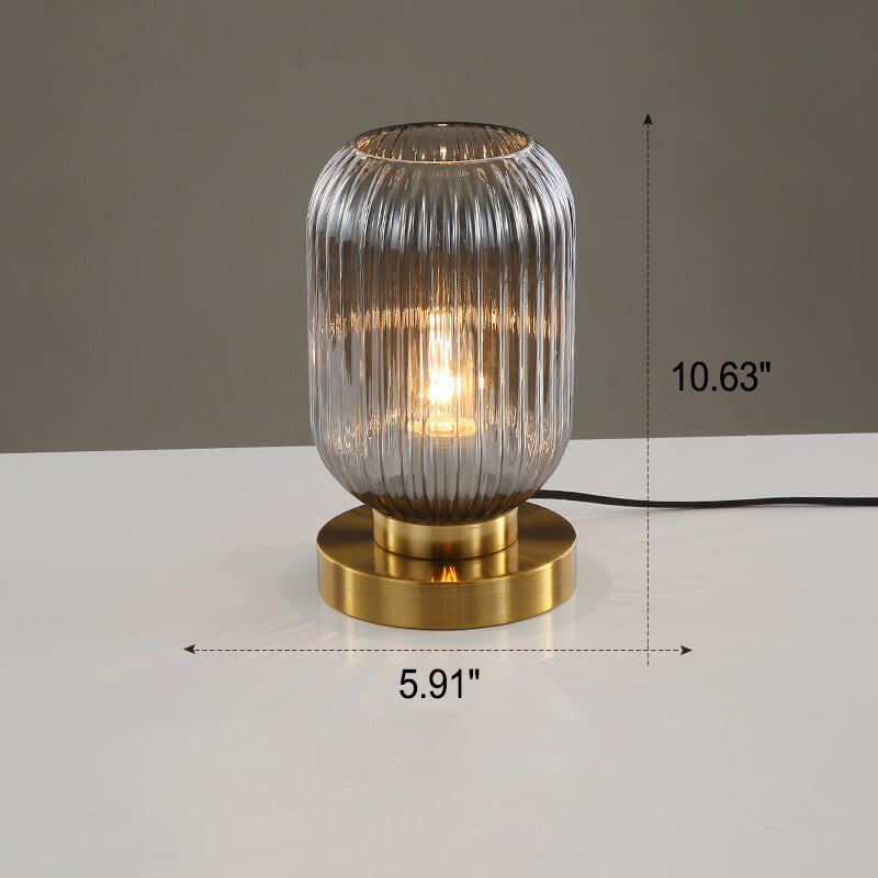 Premium Nordic Striped Oval Glass Table Lamp - 1 Light