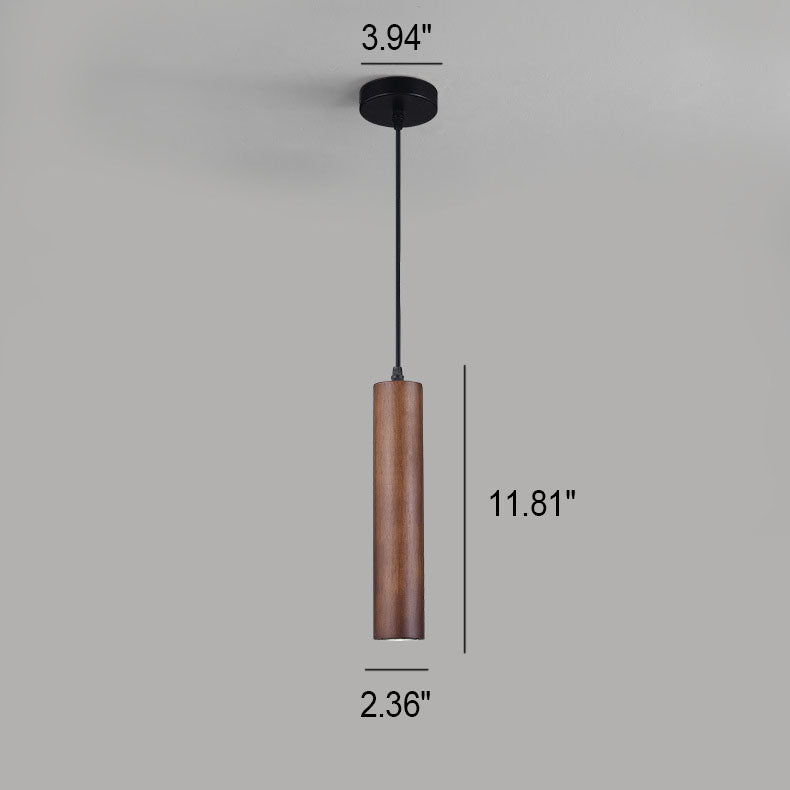 Contemporary Wood Cylinder LED Pendant Light