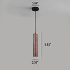 Contemporary Wood Cylinder LED Pendant Light