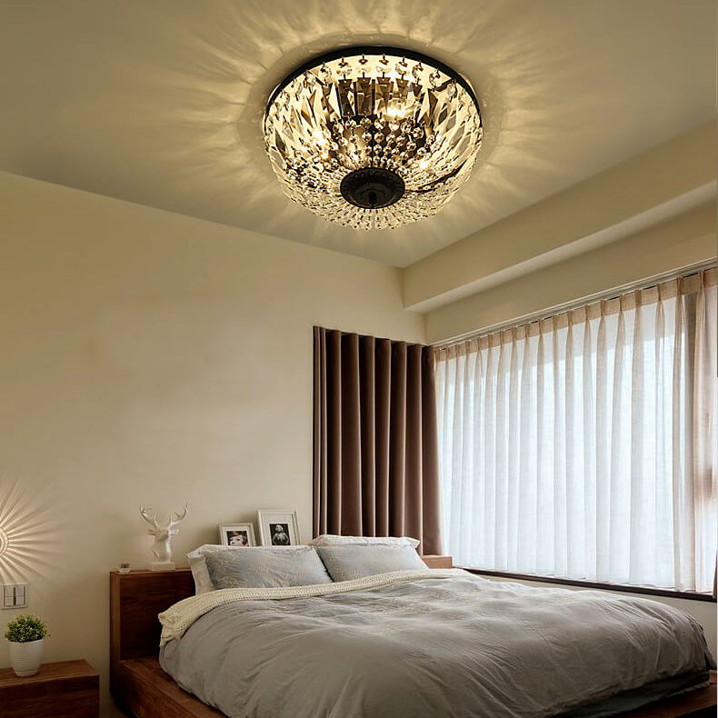 Vintage Crystal Flush Mount Ceiling Light - 4/6 Lights