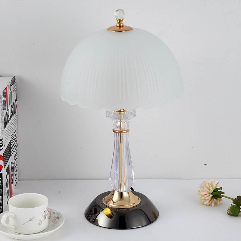 Premium Textured Glass Dome Shade 2-Light Table Lamp