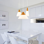 Nordic Wood Grain Cone Pendant Light - 1-Light Glass Fixture
