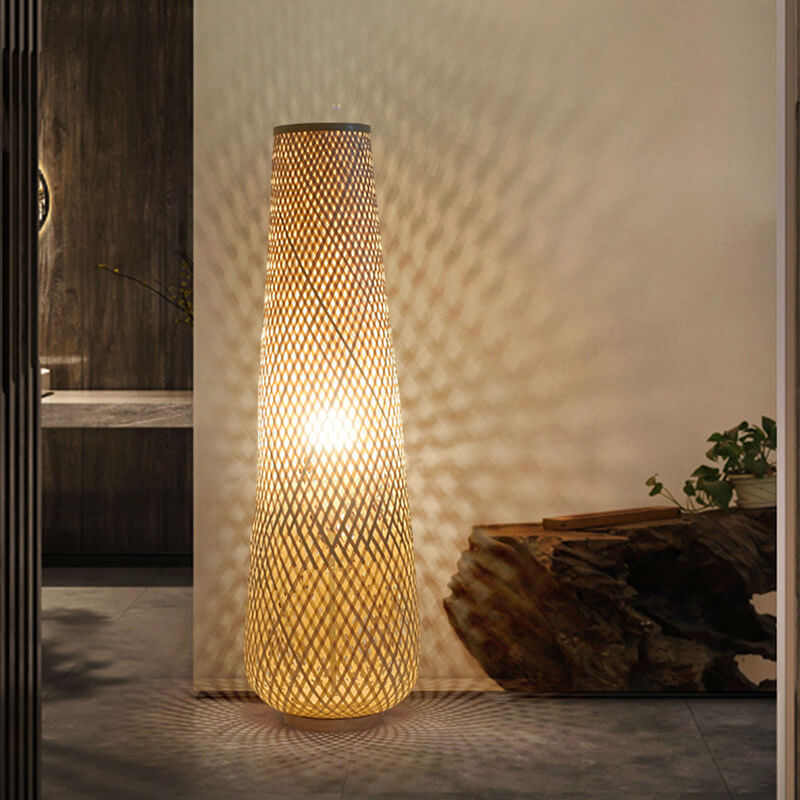 Premium Bamboo Weaving LED Floor Lamp - 1-Light Design