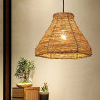 Vintage Rattan Dome Pendant Light - 1-Light Fixture
