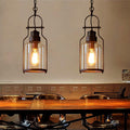Vintage Industrial Iron and Glass 1-Light Pendant Lamp