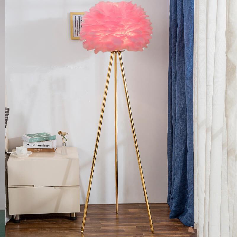 Contemporary Globe Floor Lamp with Feather Design