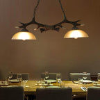 Vintage Antler Glass Bowl Chandelier