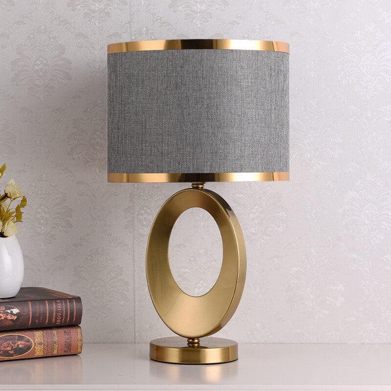 Elegant Fabric Table Lamp with 1-Light Ring Base