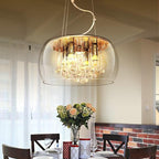 Elegant 6-Light Crystal Chandelier with Modern Glass Shade