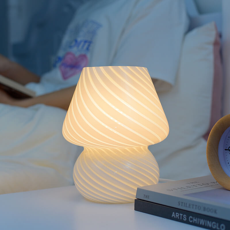 Vintage Glass Mushroom LED Table Lamp - 1-Light Night Light