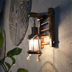Premium Vintage Bamboo Weaving Kerosene Wall Sconce Lamp