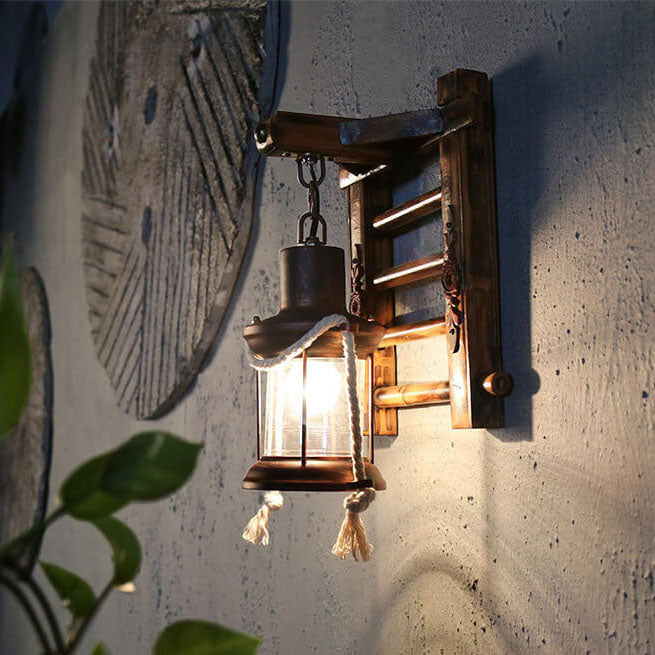 Premium Vintage Bamboo Weaving Kerosene Wall Sconce Lamp