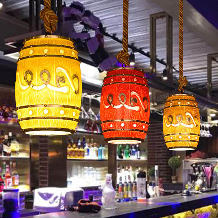 Rustic Wine Barrel Resin Pendant Light