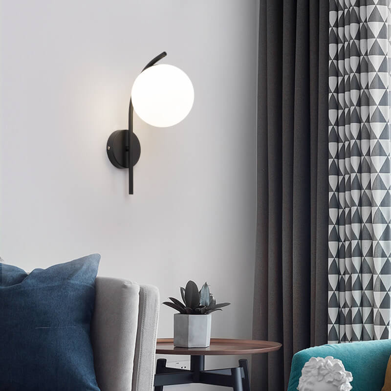Modern Arc Glass Globe Wall Sconce