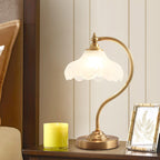 Elegant Vintage Brass Table Lamp with Glass Petal Shade - 1 Light