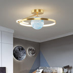 Contemporary LED Planet Globe Semi-Flush Mount Ceiling Light