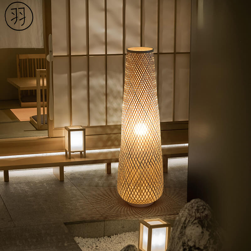 Premium Bamboo Weaving LED Floor Lamp - 1-Light Design