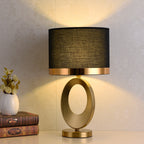 Elegant Fabric Table Lamp with 1-Light Ring Base