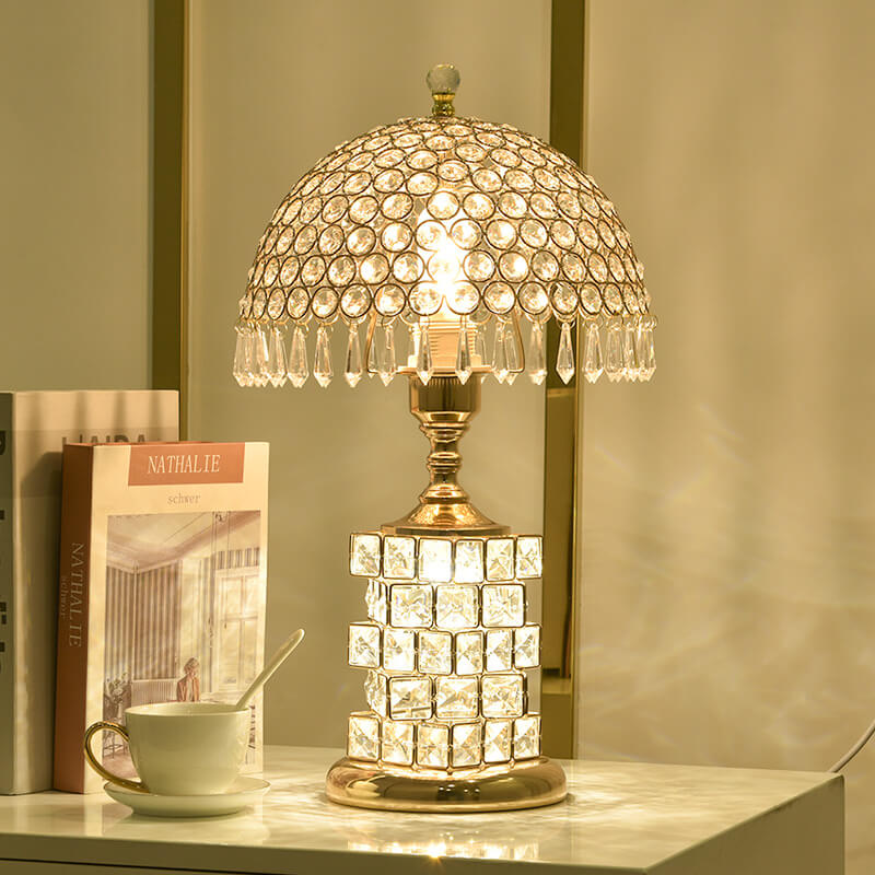 Elegant Crystal Dome Table Lamp - 1-Light Design