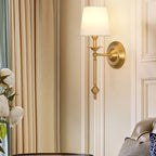 Contemporary Brass Wall Sconce, Fabric Shade