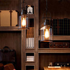 Vintage Industrial Iron and Glass 1-Light Pendant Lamp