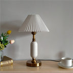 Vintage Pleated Shade Column Table Lamp - 1 Light